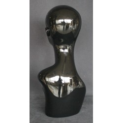 19 in Glossy Black Abstract Face Female Head Mannequin MH1-HB