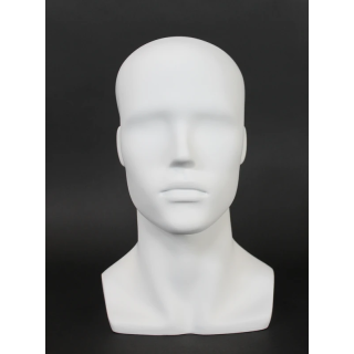 USED 14 in H Matte White Abstract Face Male Head Mannequin MH8-WT