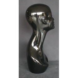 19 in Glossy Black Abstract Face Female Head Mannequin MH1-HB