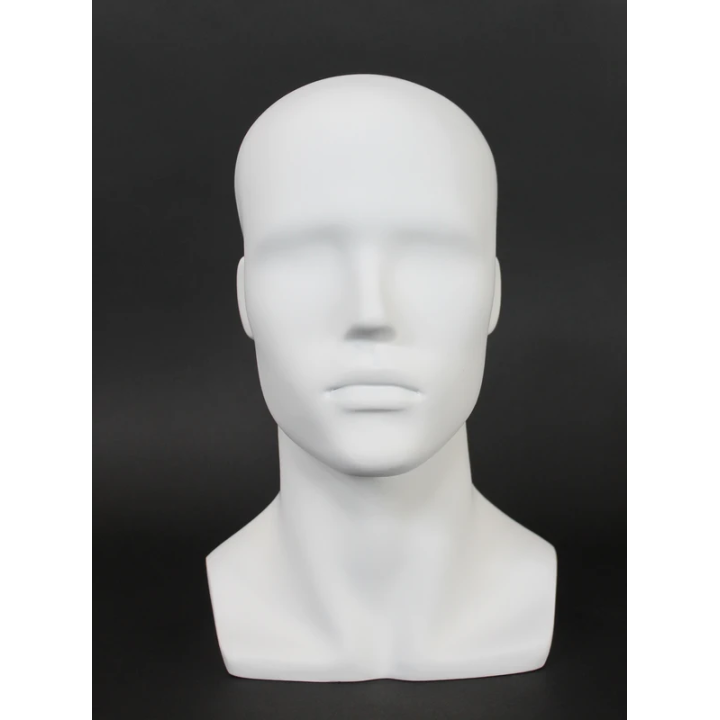 USED 14 in H Matte White Abstract Face Male Head Mannequin MH8-WT