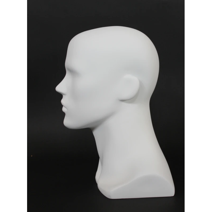 USED 14 in H Matte White Abstract Face Male Head Mannequin MH8-WT