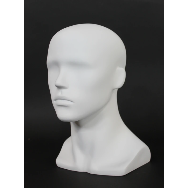 USED 14 in H Matte White Abstract Face Male Head Mannequin MH8-WT