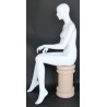 Female Sitting Mannequin with Featured Face in Matte white  SFW42-WT