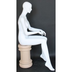 Female Sitting Mannequin with Featured Face in Matte white  SFW42-WT