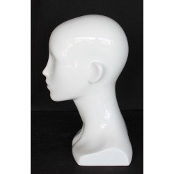 13 in H Glossy White Abstract Face Female Head Mannequin MH53-WT