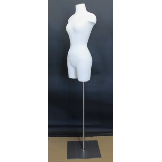 USED-Size 4 White Female 3Q Dress form mannequin Metal Base BF4-WM