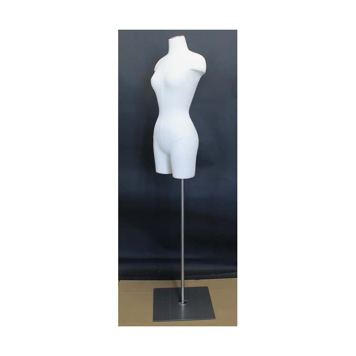 USED-Size 4 White Female 3Q Dress form mannequin Metal Base BF4-WM