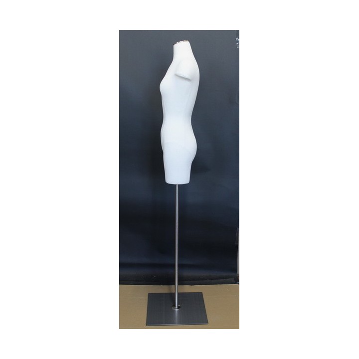 USED-Size 4 White Female 3Q Dress form mannequin Metal Base BF4-WM