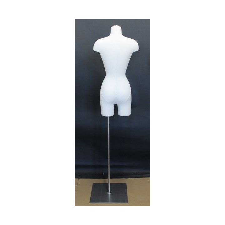USED-Size 4 White Female 3Q Dress form mannequin Metal Base BF4-WM
