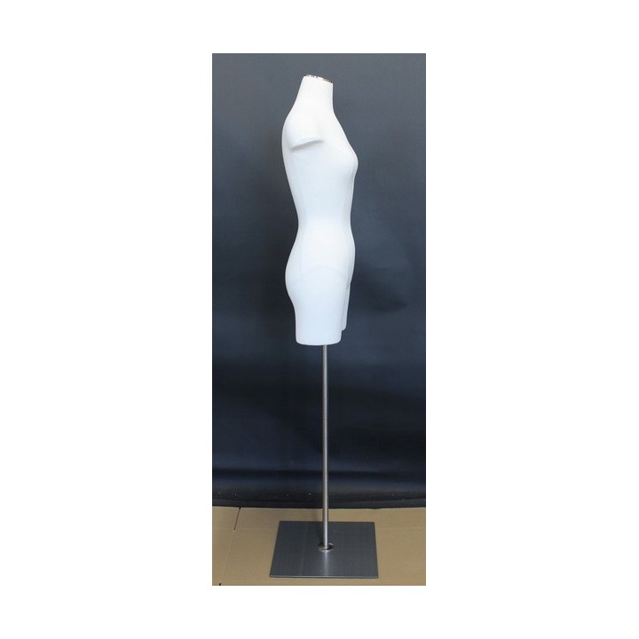 USED-Size 4 White Female 3Q Dress form mannequin Metal Base BF4-WM