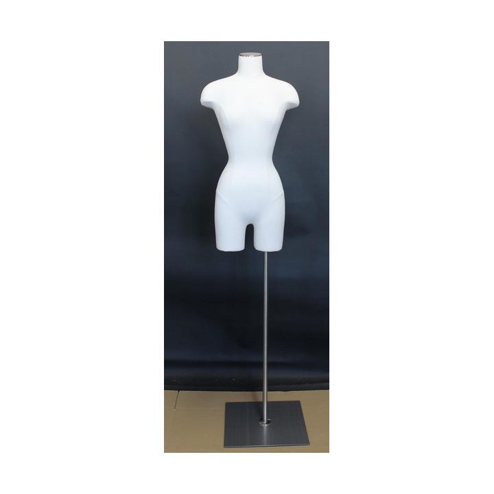 USED-Size 4 White Female 3Q Dress form mannequin Metal Base BF4-WM