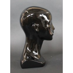 13 in H Glossy Black Abstract Face Female Head Mannequin MH53-WT