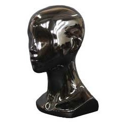 13 in H Glossy Black Abstract Face Female Head Mannequin MH53-WT