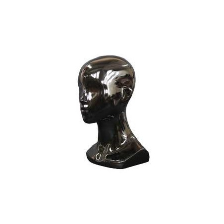 13 in H Glossy Black Abstract Face Female Head Mannequin MH53-WT