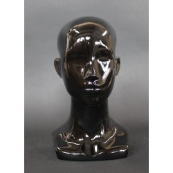 13 in H Glossy Black Abstract Face Female Head Mannequin MH53-WT