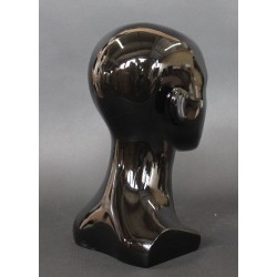 13 in H Glossy Black Abstract Face Female Head Mannequin MH53-WT