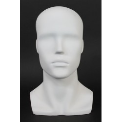 14 in H Matte White Abstract Face Male Head Mannequin MH8-WT