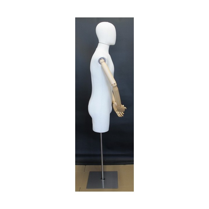 USED Male 3Q Body Form mannequin with wooden Arms Floor Metal Base BFMH-2WM