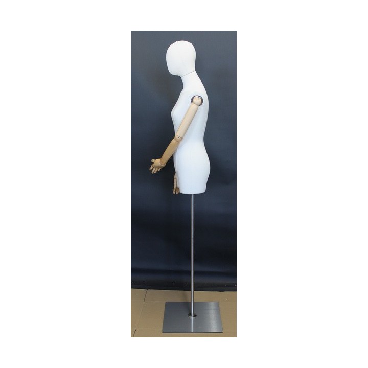 USED Female 3Q Body mannequin wooden Arms Floor Metal Base BFWH-2WM