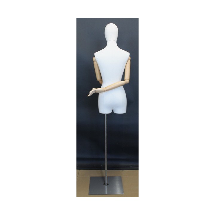 USED Female 3Q Body mannequin wooden Arms Floor Metal Base BFWH-2WM