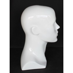 14 in H Glossy White Abstract Face Male Head Mannequin MH8-GW