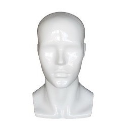 14 in H Glossy White Abstract Face Male Head Mannequin MH8-GW