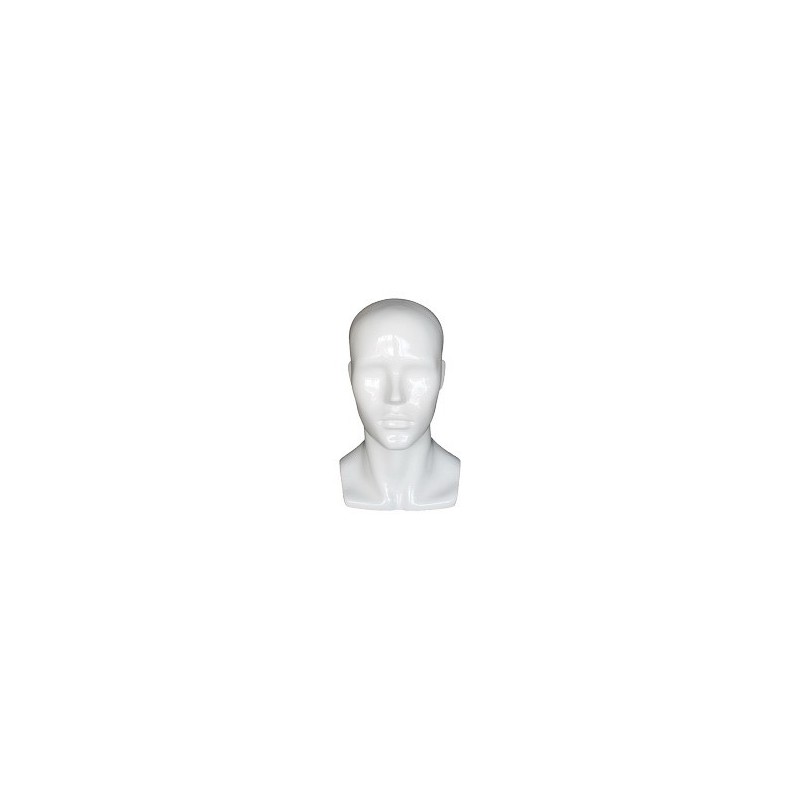 14 in H Glossy White Abstract Face Male Head Mannequin MH8-GW