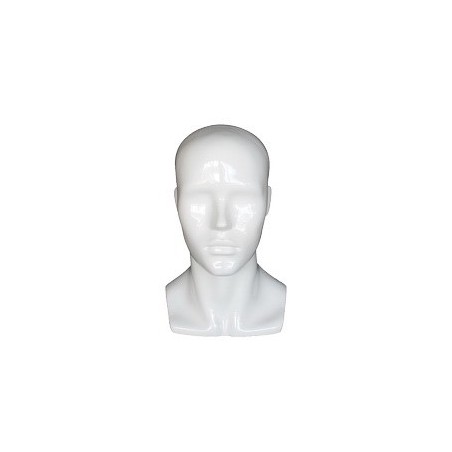 14 in H Glossy White Abstract Face Male Head Mannequin MH8-GW