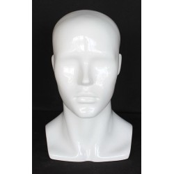 14 in H Glossy White Abstract Face Male Head Mannequin MH8-GW