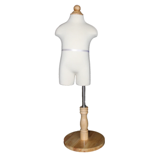 USED-KID-KF1 - 1T/2T Toddler Size Cream White Jersey covered Body Form with Round Wooden Base -