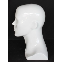 14 in H Glossy White Abstract Face Male Head Mannequin MH8-GW