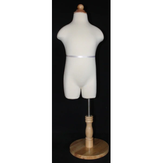 USED-KID-KF3 - Size 3T/4T Cream White Jersey Covered Child Body Form Mannequin with Wooden Base -