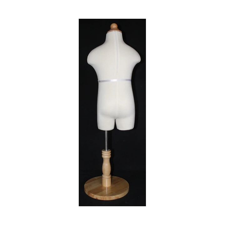 USED-KID-KF3 - Size 3T/4T Cream White Jersey Covered Child Body Form Mannequin with Wooden Base -