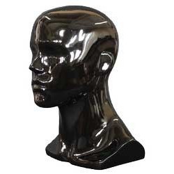 14 in H Glossy Black Abstract Face Male Head Mannequin MH8-HB