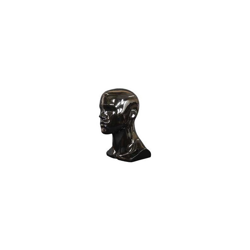 14 in H Glossy Black Abstract Face Male Head Mannequin MH8-HB