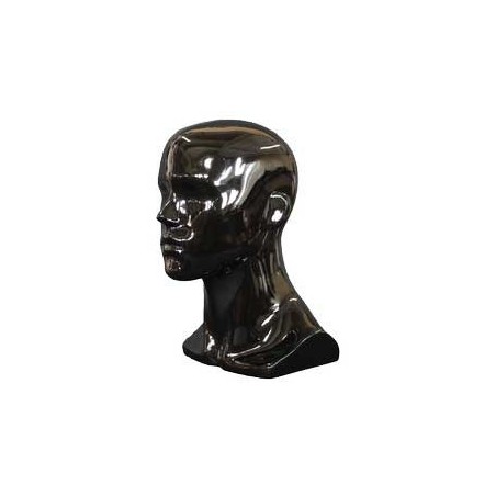 14 in H Glossy Black Abstract Face Male Head Mannequin MH8-HB