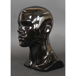 14 in H Glossy Black Abstract Face Male Head Mannequin MH8-HB