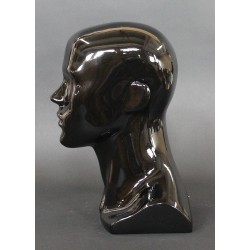 14 in H Glossy Black Abstract Face Male Head Mannequin MH8-HB