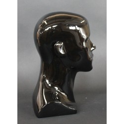 14 in H Glossy Black Abstract Face Male Head Mannequin MH8-HB