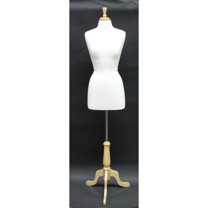 USED-B4W-FR - Size 4/6 Quality Female Dress Form mannequin with wooden tripod base