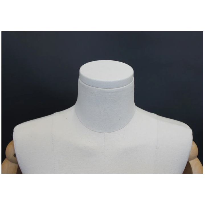 USED-BFWH-1WM - OFF-White Linen Female Half Body mannequin wooden Arms Floor Metal Base