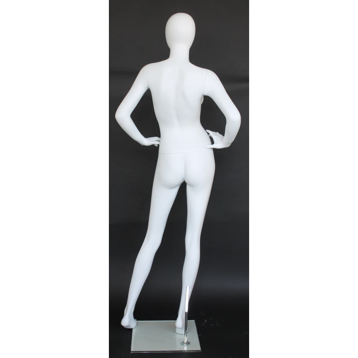 USED-SFW70E-WT Matte white Egg Head Female Mannequin with hands on hip