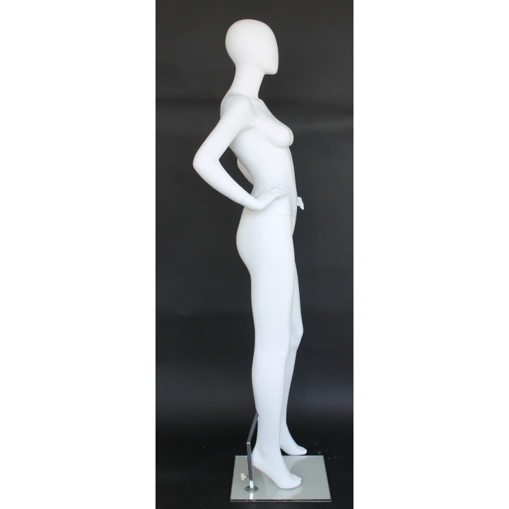 USED-SFW70E-WT Matte white Egg Head Female Mannequin with hands on hip