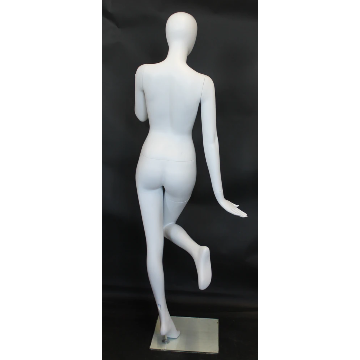 USED-SFW97E-WT Matte White Egg Head Female Mannequin with back bent Leg