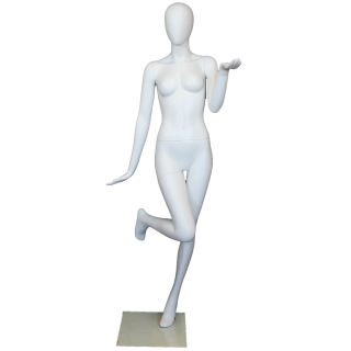 USED-SFW97E-WT Matte White Egg Head Female Mannequin with back bent Leg