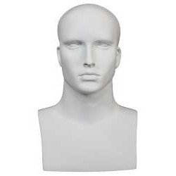 16 in H Matte White Featured Face Male Head Mannequin MH7-WT