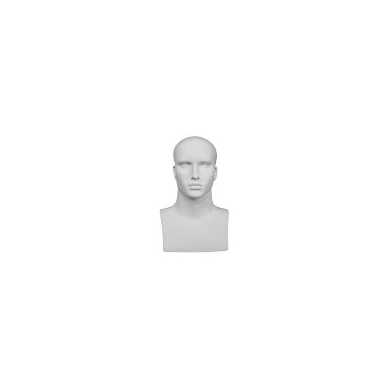 16 in H Matte White Featured Face Male Head Mannequin MH7-WT