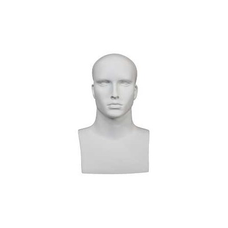 16 in H Matte White Featured Face Male Head Mannequin MH7-WT