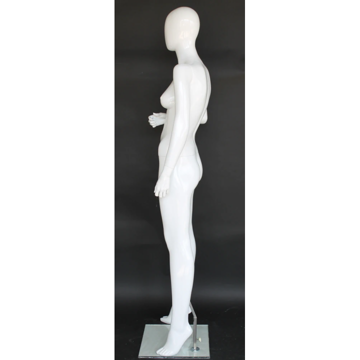 USED-SFW84E-GW Glossy White Female Mannequin Forward Facing with Bent Right Arm-NYC Display