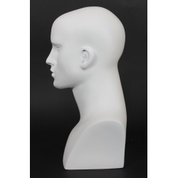 16 in H Matte White Featured Face Male Head Mannequin MH7-WT